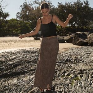 Afends Seersucker Maxi Skirt